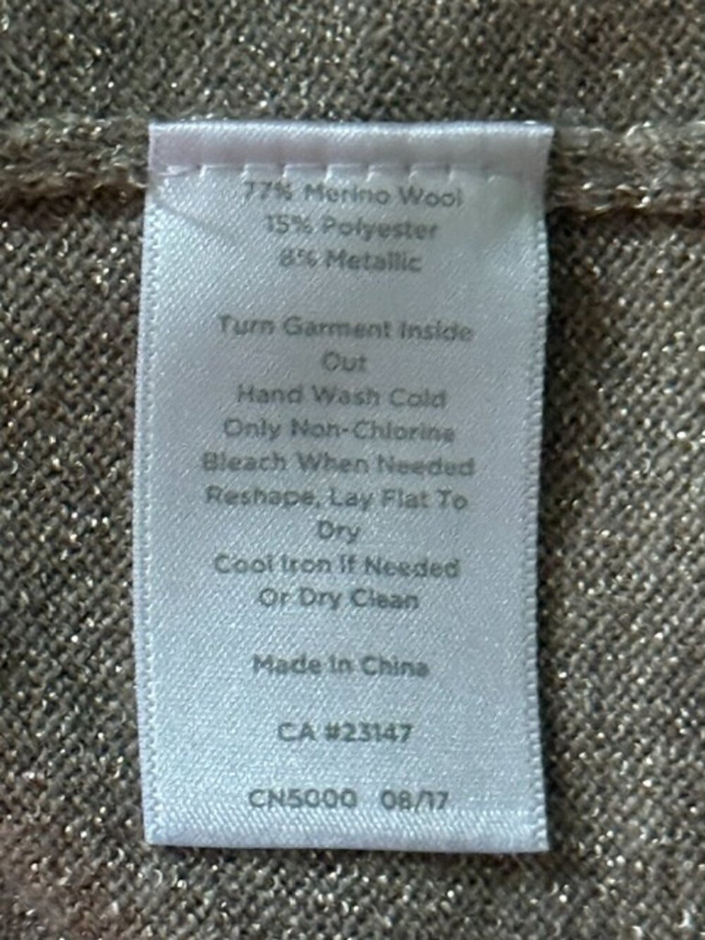 RSVP by Talbots Women Top Metallic Beige Merino Wool Bell Sleeves Petite Med EUC - Picture 16 of 16